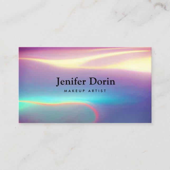 Neon HoloGraph Modern Struktur QR-kod Visitkort (Framsida)