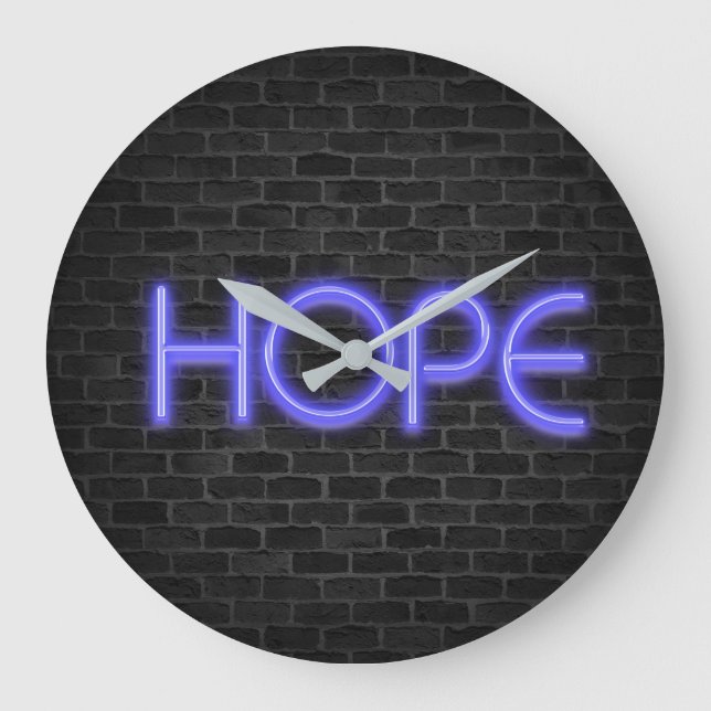 Neon Hope Text på brick Stor Klocka (Framsida)
