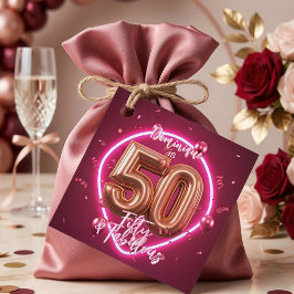 Neon Hot Pink Femtio och Fantastisk 50-årsdag Gåvor Etiketter