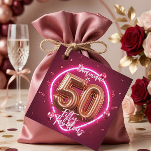Neon Hot Pink Femtio och Fantastisk 50-årsdag Gåvor Etiketter