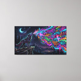 Neon Howl – Urban Wolf Energy Canvastryck