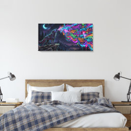 Neon Howl – Urban Wolf Energy Canvastryck
