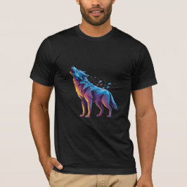 Neon Howling Wolf – Geometric Spirit T Shirt