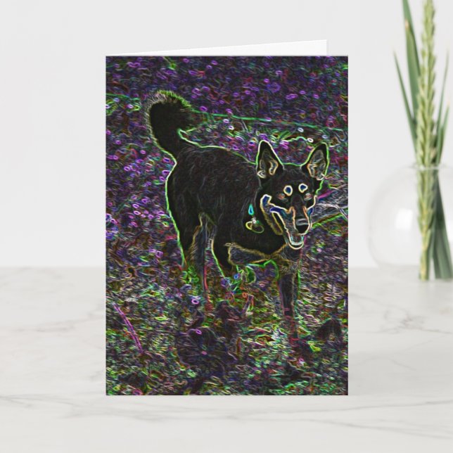 Neon Hund Birthday Kort (Framsida)