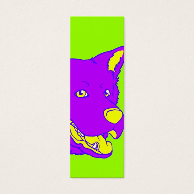 Neon Hund bokmärke Litet Visitkort (Framsidan)
