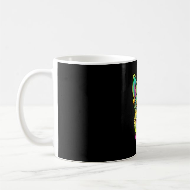Neon Hund Färgrik Vektor Porträtt Kaffemugg (Vänster)