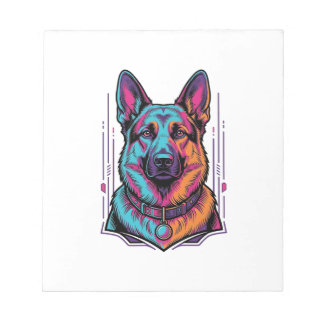 Neon Hund Porträtt Vintage Gravyr Grafik_1 Anteckningsblock