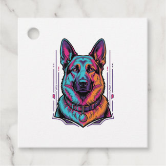 Neon Hund Porträtt Vintage Gravyr Grafik_1 Gåvor Etiketter