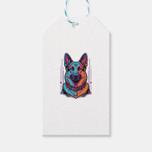 Neon Hund Porträtt Vintage Gravyr Grafik_1 Presentetikett