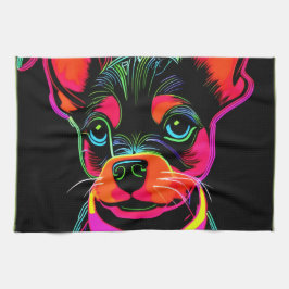 Neon Hund Puppy Art Kökshandduk