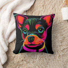 Neon Hund Puppy Art Kudde