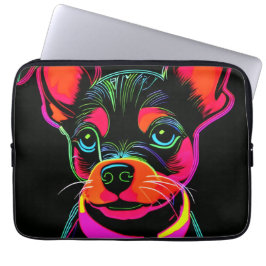 Neon Hund Puppy Art Laptop Fodral