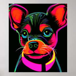 Neon Hund Puppy Art Poster