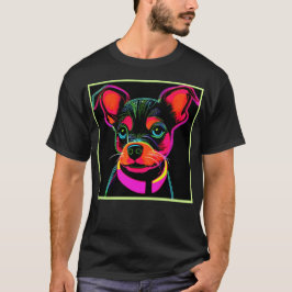Neon Hund Puppy Art T Shirt