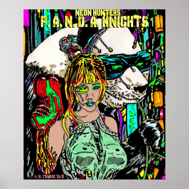 Neon Hunters: P. A. N. D. A. Knight Poster (Framsidan)