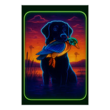 Neon Hunting Hund Poster