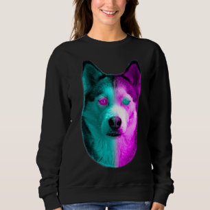 Neon Husky med Neon Färgad Ögon och Dyed Päls I L T Shirt