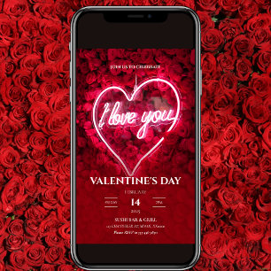 Neon I Kärlek You Valentine Day-inbjudan Inbjudningar
