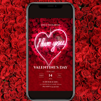 Neon I Kärlek You Valentine Day-inbjudan Inbjudningar
