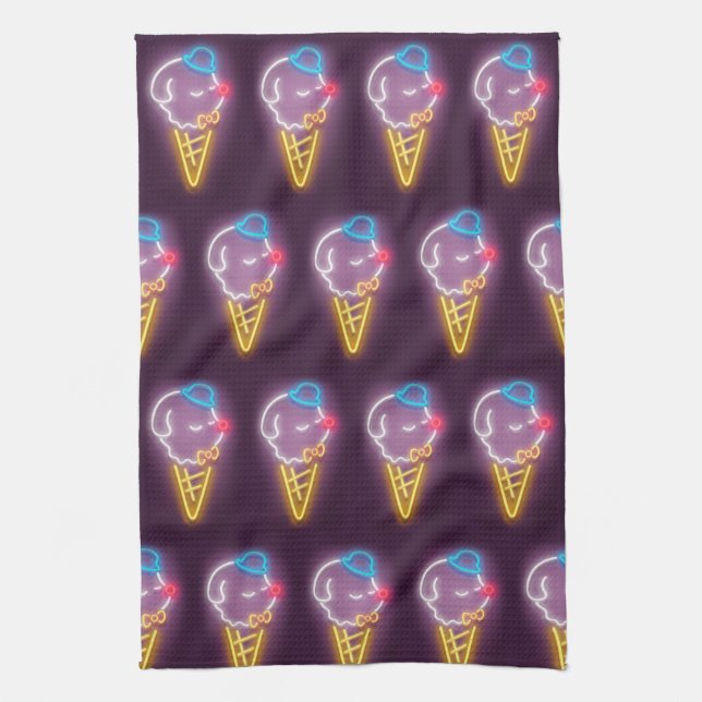 Neon Ice Cream Hund Kökshandduk (Vertikal)