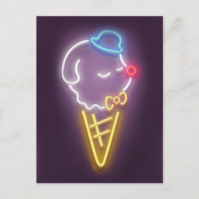 Neon Ice Cream Hund Meddelande Vykort (Framsida)