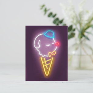 Neon Ice Cream Hund Meddelande Vykort