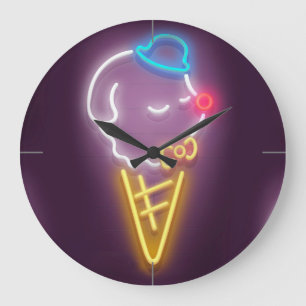 Neon Ice Cream Stor Klocka