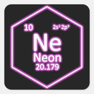 Neon Inslag Periodic Bord Chemical Fyrkantigt Klistermärke