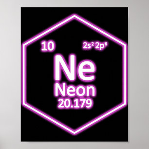 Neon Inslag Periodic Bord Chemical Poster