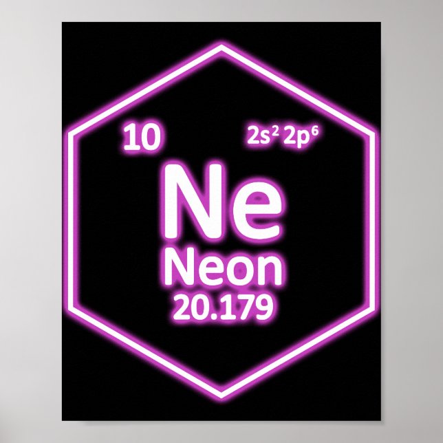 Neon Inslag Periodic Bord Chemical Poster (Framsidan)