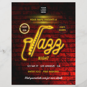 Neon Jazz Music Festival lägg till logotyp och fot Reklamblad