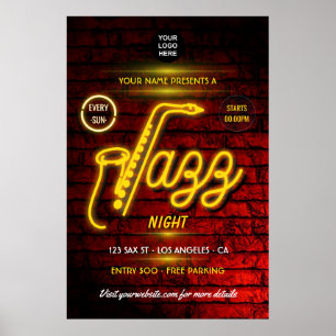 Neon Jazz Music Festival lägg till logotyp Poster