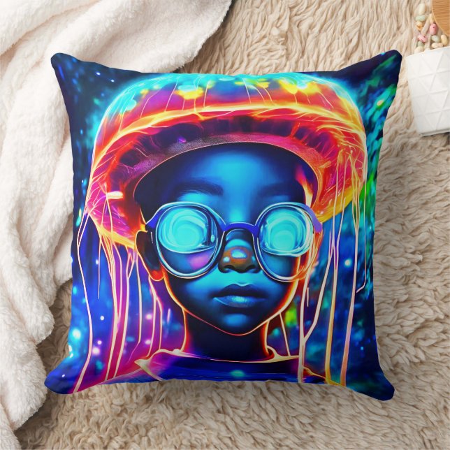 Neon Jellyfish Child Vision Kudde (Filt)