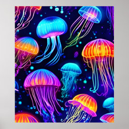 Neon Jellyfish Dreams Poster