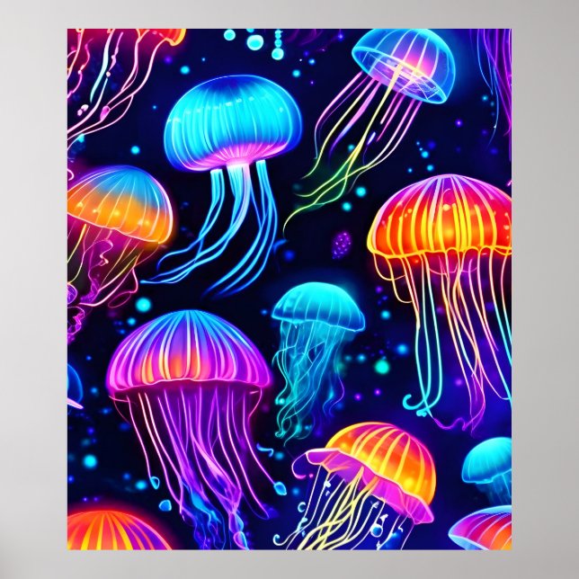 Neon Jellyfish Dreams Poster (Framsidan)