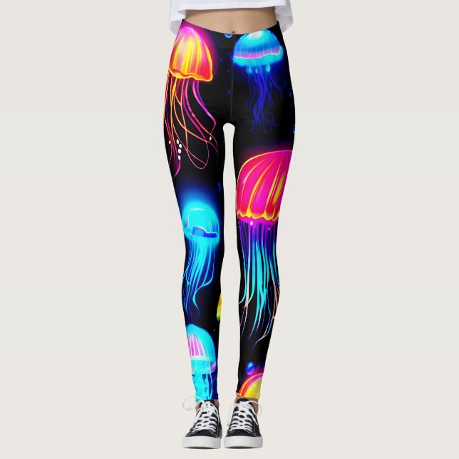 Neon Jellyfish Dreamscape Leggings (Framsida)