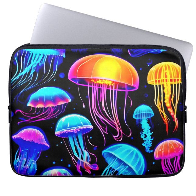 Neon Jellyfish Laptop Fodral (Framsidan)