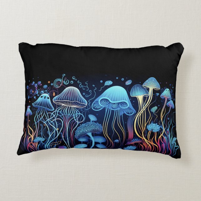 Neon Jellyfish Prydnadskudde (Baksidan)