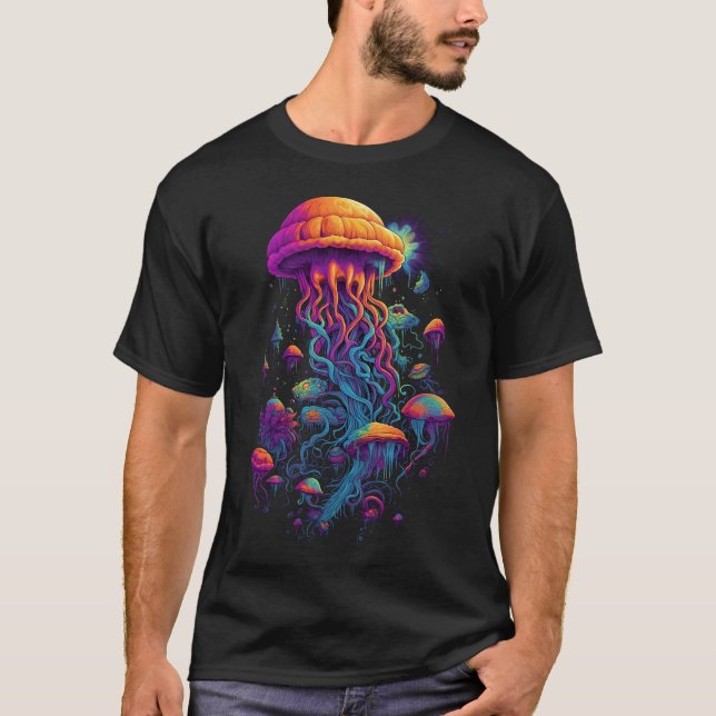 Neon Jellyverse: Cosmic Delight T Shirt (Framsida)