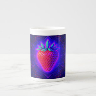 Neon jordgubbe livfull utseende benporcelain mugg benporslin mugg