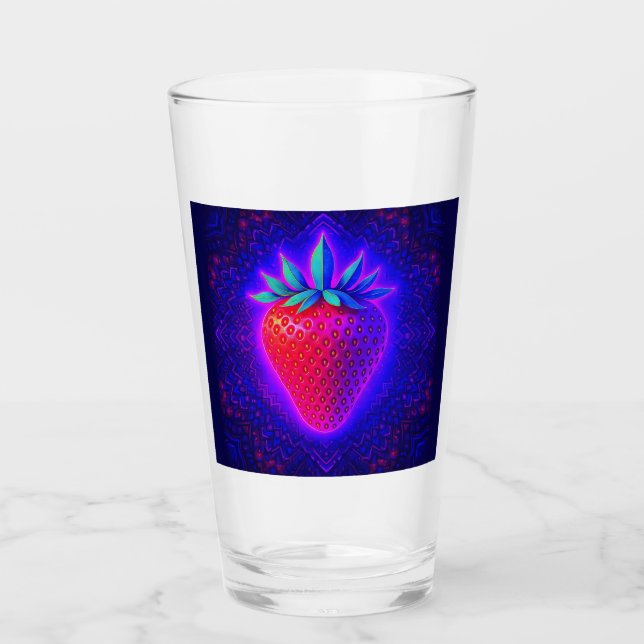 Neon Jordgubbe livfull Utseende Glas (Framsida)