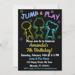 Neon Jump and Play födelsedagsinbjudan Inbjudningar
