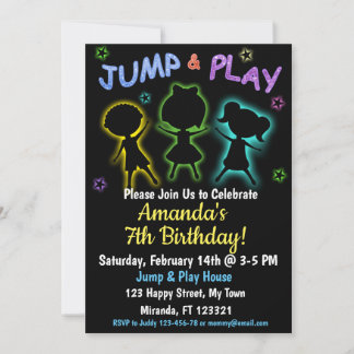 Neon Jump and Play födelsedagsinbjudan Inbjudningar