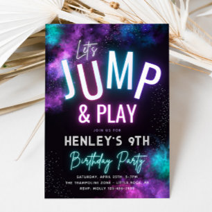 Neon Jump-inbjudan Trampoline Party Inbjudningar
