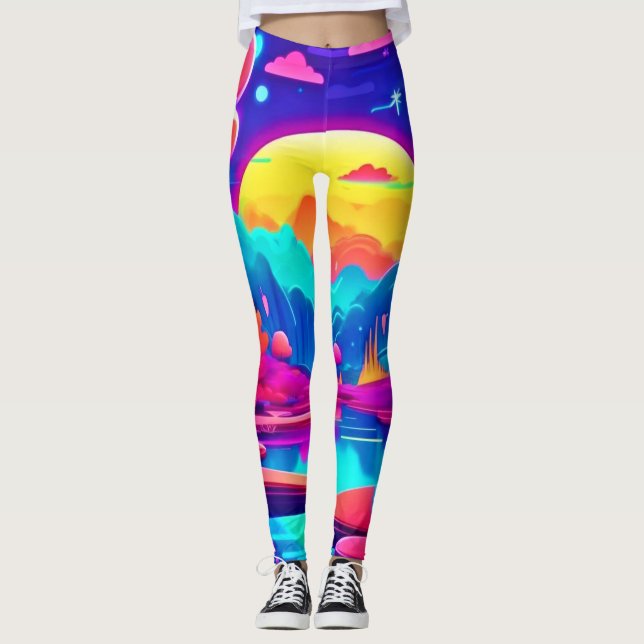 Neon Jungle Dream Art Leggings (Framsida)