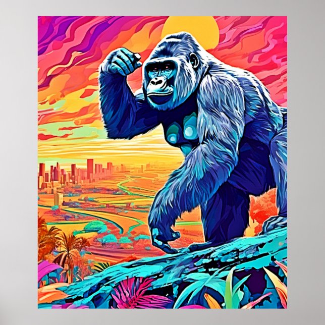 Neon Jungle Gorilla Urban Fantasy Poster (Framsidan)