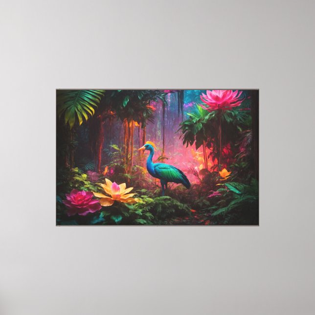 Neon Jungle Stretched Kanvastryck (Framsida)
