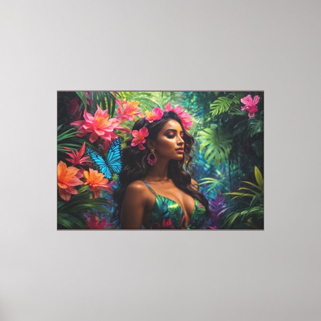 Neon Jungle Stretched Kanvastryck (Framsida)