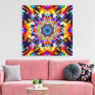 Neon Kaleidoscope Design Canvastryck