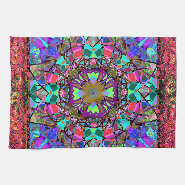 Neon Kaleidoskop Mandala Kökshandduk (Horisontell)